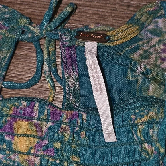Free People Up For Anything Floral Sheer Top SZ S Boho,Whimsy - Picture 8 of 10